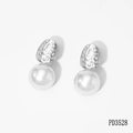 Boucles d'oreilles vintage en acier inoxydable argenté avec perles blanches modèle PD3528 - Style Perle en Acier Inoxydable Martelé (PD3528) / Argent (PD3528)