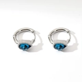 Boucles d'oreilles argentées serties de zircons bleu profond en forme de goutte - Argent/Zircone Bleu