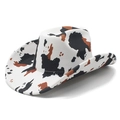 Chapeau de cowboy style western avec imprimé vache et larges bords en feutre - M (56-58cm) / Kaki