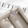 Luxe silver cross pendant with sparkling zircon inlay for DIY earring making - Gradient Blue Purple (配件049-4#)