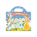 Fairy Princess reusable sticker book for kids featuring a portable handbag design in light blue - Horizontal Princess Style