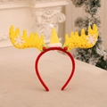 Festive yellow reindeer antler headband with Christmas hat, sequins and red berry decor - Gold Santa Hat Antlers