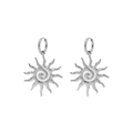 Pendientes de sol en acero inoxidable plateado con un diseño moderno de espiral martillada - Pendientes de Sol en Espiral / Color Acero
