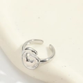 Minimalistischer silberner offener Ring mit unregelmäßiger organischer Form, poliert - Buchstabe G Stil