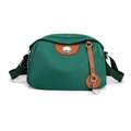 Borsa a tracolla in nylon verde scuro con dettagli in pelle marrone e logo in metallo - Verde Scuro