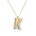 Two-tone gold and silver letter K pendant necklace with textured finish and box chain - Letter K