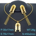 Conjunto de joyas doradas con colgante de gota y pendientes con circonitas transparentes - Estilo de Circonita / Dorado (KS222181-GC)