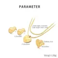 Detail view of 18K gold plated jewelry set with quilted heart patterns and beaded edges - Rhombus Pattern Heart Style (KS220700-LX)