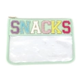 Large capacity transparent PVC travel makeup bag with colorful SNACKS embroidery patches - Light Green