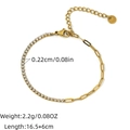 Minimalist 18K gold plated stainless steel bracelet with zircon stones and adjustable chain - Rhinestone Spliced Paperclip Chain(B01-4-250325-6)