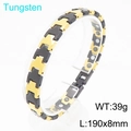 Men's tungsten steel magnetic therapy bracelet in black and gold finish, 190x8mm size - Black and Gold (KB208995-JI)
