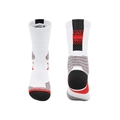 Professional anti-slip basketball socks in white with red and black athletic stripes - Kids One Size / White/Black