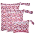 3-pack waterproof baby diaper wet bags in purple floral print with zippers - BF140 Purple Ditsy Floral