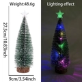 Mini sapin de Noël enneigé avec lumières LED colorées et socle en bois massif - Sapin de Noël avec étoile / Sapin de Noël 28CM avec lumières colorées