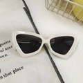 Retro cat-eye sunglasses with creamy white frames and dark lenses for a vintage chic look - Rice White 22 - Rounded Cat Eye Shape