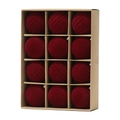 Set di 12 palline di Natale in velluto rosso scuro in scatola kraft con ganci - 6cm / Borgogna