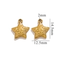 Golden starfish stainless steel pendant charm with 14.5mm height and 12.5mm width dimensions - Star-Gold