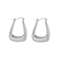 Macro shot of silver geometric U-shaped hollow earrings with a polished mirror finish - 1 Pair Trapezoid / Platinum Trapezoid