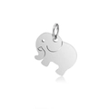 Polished silver stainless steel elephant pendant charm with sleek minimalist metal design - Silver