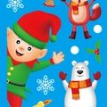 Christmas static window stickers featuring cartoon elves polar bears and holiday elements - Z-04 (Approx 30*20cm)