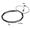 Men's vintage hematite energy bracelet with adjustable 4mm beads and tube charms - Long Bar Hematite
