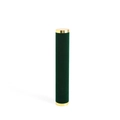 Green velvet cylinder jewelry stand with elegant gold trim for bracelet display - Single Tube Mustard Green