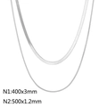Double layered silver titanium steel snake chain necklaces in two varied widths - Steel (KN232350-Z)