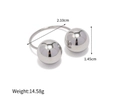 Silver spherical open ring featuring double polished metal balls and 14.58g weight - Silver Double Ball Open Ring