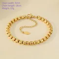 5mm golden stainless steel box chain bracelet for men and women with lobster clasp - Square Pearl Chain / Steel