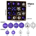 44-piece purple and silver Christmas ball ornament set with star and reindeer designs - 616-52 (Purple & Silver Set - 44pcs) / 3+6cm