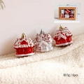 Set de 6 adornos navideños con forma de casa roja y plateada con purpurina - Colgantes de Casa Roja y Blanca (6 piezas)