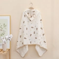 Soft white baby hooded towel featuring cute rabbit ears and star pattern on cotton gauze - Star Moon Rabbit / 70*140cm