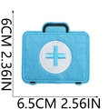 Detailed close-up of blue medical emergency kit embroidered patch with dimensions 6.5x6cm - No.9 Blue Emergency Kit