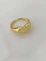 Elegant gold double heart minimalist open ring with adjustable band and polished finish - Standard Heart Stamp Style / Gold
