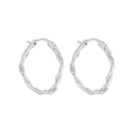 Minimalistische S925 Sterling Silber Creolen mit gedrehter Textur in glänzendem Silber - 925er Silber / Silber