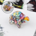 Natural crystal turtle ornament with colorful crushed stones and gold foil flakes - 73 Colorful Shell Turtle + Gold Foil + Copper Coin