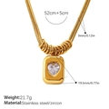 Golden stainless steel chain necklace with heart zircon pendant and layered rings - Heart White Zirconia Pendant (XL02G) / Gold (XL02G)