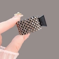 Pince à cheveux noire élégante avec strass denses pour coiffure en queue de cheval - Design Ajouré / Métal canon