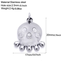 Silver stainless steel octopus ocean charm with size measurements for DIY jewelry - Octopus-S12