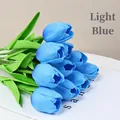 Realistic soft-touch light blue PU mini tulips bundle for minimalist home floral decoration - Light Blue