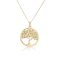 Collana Albero della Vita placcata oro 18K con zirconi colorati su sfondo bianco - Rame Placcato Oro 18K / Oro/Multicolore