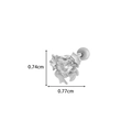 Orecchino a cuore argentato con inserto in zircone e design in metallo fluido - Cuore Fluido (4#) / Argento