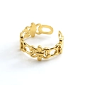 Minimalist 18k gold plated stainless steel open ring with hollow pattern design - 759-Gold