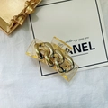 Elegant large transparent hair claw clip with interlocking gold chain link detail - Transparent + Gold 3-Chain