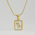 18K gold stainless steel square Capricorn zodiac pendant necklace with white inlay finish - Capricorn