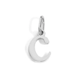 Polished silver stainless steel letter C pendant charm for necklaces or bracelets - Lowercase c - Steel Color