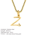Detail of a stainless steel Z-letter pendant with heart accent on a 38cm box chain - Letter Z / 38+5cm / Gold