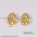 Golden stainless steel seashell earrings with modern wavy texture and 2.98cm height - Stainless Steel Shell Pleated Hoop