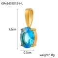 Golden stainless steel birthstone pendant featuring a vibrant blue oval zircon stone - GP48478D12-HL / Blue