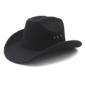 Cappello da cowboy western classico in feltro nero con occhielli di ventilazione in metallo - M (56-58cm) / Nero